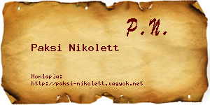 Paksi Nikolett névjegykártya